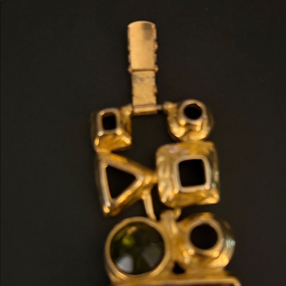 Vintage Crown Trifari gold and Multicolor stone chunky Geometric Bracelet. - Picture 3 of 4